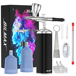 Autolock Upgraded Airbrush Kit with Air Compressor, Portable Cordless Auto Airbrush Gun Kit, Rechargeable Handheld Airbrush Set for Makeup, Cake Decor, Model Coloring, Nail Art, Tattoo (A-Black-.01)