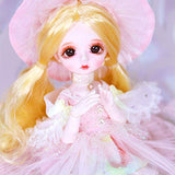 YNSW BJD Doll, Dorothy in Pink Lace Cake Dress 1/6 12 Inch 30CM SD Doll Fashion Doll Full Set 28 Jointed Doll Toy Action Figure + Makeup + Accessory