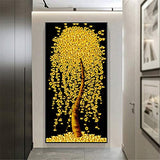 RAILONCH 5D Diamond Painting by Number Kit for Adult, Full Drill DIY Diamond Embroidery Kit Arts Craft for Home Wall Decor(Golden Tree) (60x110cm)