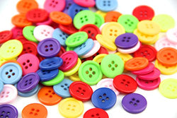 RayLineDo Pack of 50 Mixed Bright Candy Color Plain Round 2 Holes Resin Buttons for Crafting Sewing