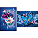 Flicues 5D Full Drill Diamond Painting Kit, DIY Diamond Rhinestone Painting Kits for Adults and Beginner Embroidery Arts Craft Home Decor-2 Pack Butterfly (12x16In)