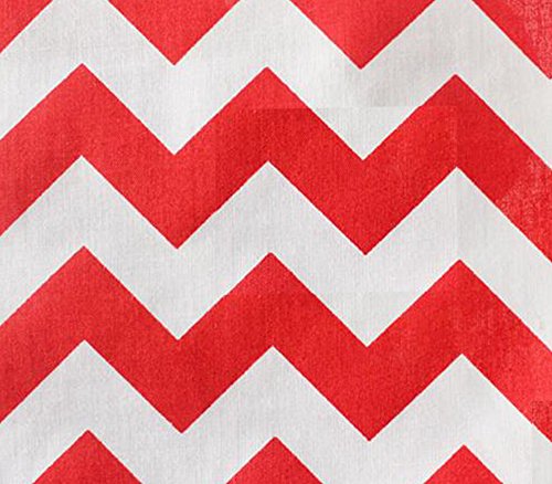 Polycotton Fabric Printed Large Chevron RED WHITE / 60" Wide / Sold by the Yard