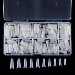 YIMART 500pcs French Nail Tips Cowboy Flat Head False Acrylic Nails Coffin Nail Art Tips For Decoration Nails Salon (Natural With Box)