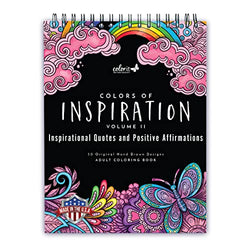 ColorIt Colors of Inspiration Volume 2 Inspirational Quotes and Positive Affirmations Adult Coloring Book, 50 Original Designs, Spiral Binding, USA Printed, Lay Flat Hardback Book Cover, Ink Blotter
