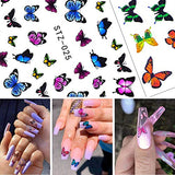 30 Sheets Butterfly Nail Art Stickers Colorful Butterflies Decals for Nails Art Design Water Transfer Decals Butterfly Nail Art Foil Sticker Female Trend Butterfly Acrylic Nail Art Supplies