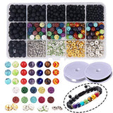 Dushi Lava Bead Bracelet Lava Bead Kit Set Bulk Black Lava Rock Stone for DIY Jewelry Making