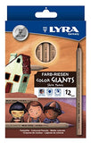 LYRA Color-Giants Unlacquered Colored Pencils, 6.25mm Cores, Set of 12, Skin Tone Colors (3931124)