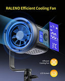 RaLeno 80W LED Studio Video Light, with Efficient Cooling Fan Continuous Lighting 5600K CRI 95+ Brightness Adjustable Bowens Mount for Video Recording Photography Outdoor Shooting YouTube Interview