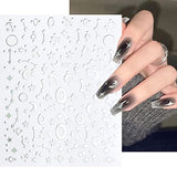 12 Sheets Gold Nail Art Stickers Silver Star Nail Decals 3D Self-Adhesive Nail Foil Flakes Metallic Star Moon Heart Geometry Nail Stickers Design for Women Girls Nail Supplies Manuicure Decoration