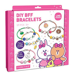 Make It Real - Line Friends DIY BFF Bracelets - Bead and Charm Bracelet Making Kit for Girls - DIY Friendship Bracelet Kit with Jewelry Making Supplies - Arts and Crafts for Kids