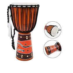 Hand Drum 10/12 Inch African Djembe Drum Hollow Wood Carved Mahogany Hand Tambourine Hand Drums Bongo Drums for Performances (Color : Wood1, Size : 12 Inch)