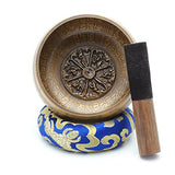 Dhyana House Tibetan Meditation Singing Bowl Set With Mallet,Ring Slik Cushion and Large Travel Box for Yoga, Healing, Reiki, Zen, Relaxation, Chakra and Music Handmade in Nepal (5 Inch, Blue)