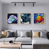 HaiMay 6 Pack DIY 5D Diamond Painting Kits Full Drill Rhinestone Painting Flowers Diamond Pictures for Wall Decoration, Rose Diamond Painting Style (Canvas 10×10 Inch)
