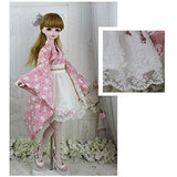 HMANE BJD Dolls Clothes, 2Pcs Japonic Modified Kimono Clothes Set for 1/3 BJD Dolls - Pink Rabbit (No Doll)