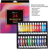 MEEDEN 37Pcs Watercolor Painting Kit with 24x12ML Watercolor Paint Set,Watercolor Paintbrushes, Watercolor Painting Pad, Watercolor Palette & Art Sponge, Perfect for Beginners, Students & Kids