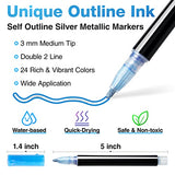 Super Squiggles Double Outline Markers: 24 Colors Supersquiggles Double Line Markers, Self Outline Metallic Markers, Shimmer Glitter Pens Set for Christmas Card, Easter Eggs, Scrapbook, DIY Art Crafts
