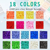 Total 5000 Pcs | Clay Beads for Bracelet Making Kits, 18 Colors 4500 pcs Flat Clay Heishi Beads Kits,16 A-Z Letter Smiley Face Pendant Beads, Strings for Jewelry Making Kit Clay Beads Kit Necklace