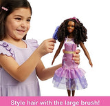 My First Barbie Preschool Doll, "Brooklyn" with 13.5-inch Soft Posable Body, Deluxe Party & Bedtime Clothes & Accessories, Black Hair