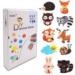 XUBX 5D DIY Diamond Painting Kits for Kids, Mosaic Sticker by Numbers Kits Arts and Crafts Set for Children (Ten Animals)