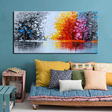Hand Painted Large Textured Tree Oil Painting on Canvas Abstract Landsape Wall Art for Home Decor