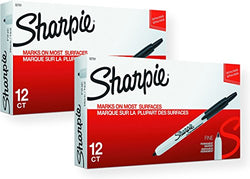 Sharpie 32701 Retractable Permanent Markers, Fine Point, Black, 24 Count (2 Boxes of 12 Markers