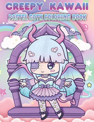 Kawaii Pastel Goth Cute Creepy Girl and Bats Coloring Book: Horror Coloring Book, Adult Coloring Book, Halloween Coloring Book