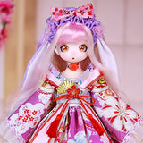 ICY Fortune Days 2nd Generation 1/4 Scale Anime Style 16 Inch BJD Ball Jointed Doll Full Set Including Wig, 3D Eyes, Clothes, Shoes, for Children Age 8+ (Purple Sakura)