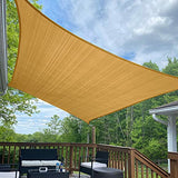 COOLYARD 12'x16' Sun Shade Sail Rectangle 185GSM Sun Sail Shades Canopy Gazebos Patio Covers UV Block for Outdoor Backyard Garden Deck Lawn Carport Sand