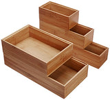 Lipper International 88005 Bamboo Wood Drawer Organizer Boxes, Assorted Sizes, 5-Piece Set