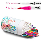 Ohuhu Art Markers Dual Tips Coloring Brush Pen & Fineliner Color Pens, 60 Colors of Permanent