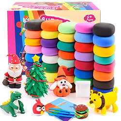 Modeling Clay Kit with 40 Pack Air Dry Clay for Kids,Model Magic Clay Set Include Colorful 40 Clay and 3 Tool,Clay Soft & Non-Sticky,Great Gift for Girls Boys