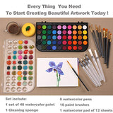 Senmink Watercolor Paint Set, 48 Watercolor Paints with 10 Watercolor Brush,6 Refillable Water Brush Pen,1 Watercolor Pad,1 Art Sponge,Water Colors Paint Set for Kids, Adults, Beginners and Artists…
