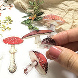 Mushrooms Plant Stickers Set(80 PCS) PET Transparent Vintage Nature Stickers for Scrapbooking Planner Journaling Wrapping DIY Crafts Cards Album Water Bottles Phone Cases Laptops