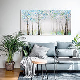 ArtbyHannah Blossom White Flower Blue Birch Canvas Painting Wall Art Textured 3D Hand-Painted Oil Painting