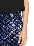 Romwe Women's Sexy Layered Look Fashion Club Wear Party Sparkle Sequin Tank Dress Blue Small