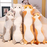 Decdeal Long Cat Plush, Plus Doll Toy Cat, Cute Cartoon Cat Shaped Plush Toy Sleeping Long Throw Pillow Decorative Gift (Grey, 700mm/27.55in)