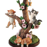 Country Kitties Lamp with Art by Jurgen Scholz! Sculpted Kitties Exploring the Outdoors with