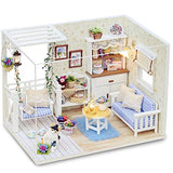 Yinuoday Dollhouse Miniature Kit with Furniture, DIY Wooden Dollhouse with LED DIY Mini Doll House Plus Dust Proof and Music Movement DIY House Kit for Adults and Teens