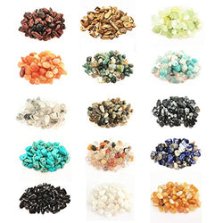 Chip Gemstone Beads DIY Jewelry Making, Healing Engry Crystals Polishing Crushed Irregular Shaped Beads with Box (15 Material B)