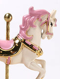 HoneyGifts Laxury Carousel Music Box, Happy Pony Design, for Kids (Pink & Gold)