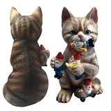 By Mark & Margot - Mischievous Cat Garden Gnome Statue Figurine - Best Art Décor for Indoor Outdoor Home Or Office