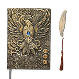 3D Phoenix Leather Journal Notebook with Feather Bookmark, Vintage Travelers Diary, Notepad, Sketchbook, Hardcover Notebook, Planner, Gift for Men Women, A5(8.3"*5.8")