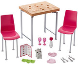 Barbie Furniture and Pet Set with Dining Table and Two Chairs
