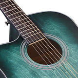 WINZZ HAND RUBBED Series - Left Handed 41 Inches Cutaway Acoustic Acustica Guitar Beginner Starter Bundle with Online Lessons, Padded Bag, Stand, Tuner, Pickup, Strap, Picks, Dark Hunter Green