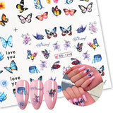 30 Sheets Butterfly Nail Art Stickers Colorful Butterflies Decals for Nails Art Design Water Transfer Decals Butterfly Nail Art Foil Sticker Female Trend Butterfly Acrylic Nail Art Supplies