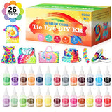 Tie Dye DIY Kit, 26 Colors Fabric Dye Kits for Kids, Adults and Large Groups, 173 Pack Party Tie Die Supplies with Aprons, Gloves, Rubber Bands and Plastic Table Covers