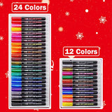 24 Colors Outline Metallic Markers, Double Line Paint Pens Self Outline Markers, for Drawing Coloring, Greenting Card Writing, Art Crafts Projrcts, Metal, Wood, Ceramic, Glass (24 Colors)