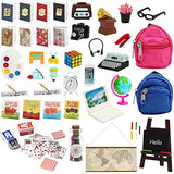 SOTOGO 46 Pieces Doll House School Supplies Mini School Accessories Dollhouse Toy Home Miniature Model DIY Doll Accessories