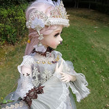 24" Full Set BJD Doll + Handmade Makeup 24 inch 60cm EVA BJD Lady + Glass Eyes + Accessories Wigs Clothes Shoes (03)