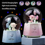 Funny Carousel Music Box Resin Battery Powered Deer Falling Snow Crystal Ball with Changing Light and Music Festive Home Christmas Decoration Birthday New Year Gift